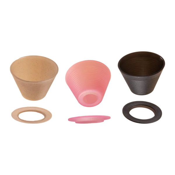 Mazelab SOLO V1 pour over drippers with base ring in Terra Natura, Sakura and Black